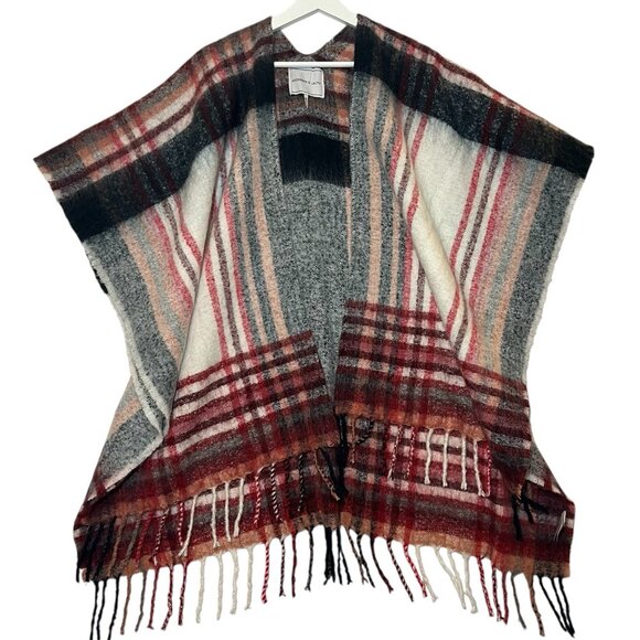Andersen & Lauth Sweaters - Anthropologie ANDERSEN & LAUTH Plaid Poncho Wool Blend Size ALL Fringe Winter